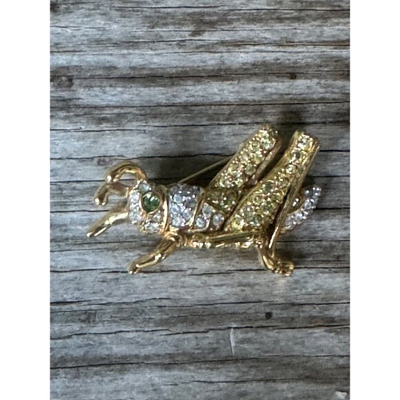 Swarovski Grasshopper Brooch Pin With Pave Crystals Retired - Picture 2 of 6